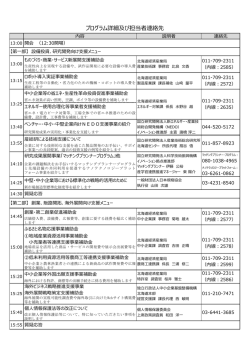 プログラム詳細及び担当者連絡先