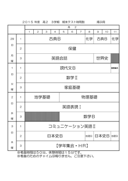 英語会話 世界史 現代文B 家庭基礎 地学基礎 物理基礎 古典B 保健