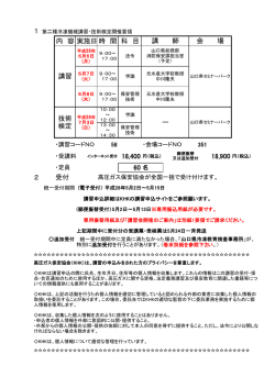 内 容実施日時 間 科 目 60 名 2 受付 技術 検定 ー 講 師 会 場 講習
