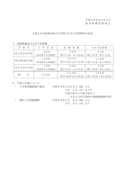 平成28年度高知県立中学校の入学予定者数等の状況[PDF：66KB]