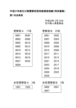 警察官A 17名 警察官B 23名 0001 0030 2001 2502 0002 0509 2007