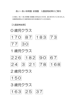 荻窪園の入園選考結果について