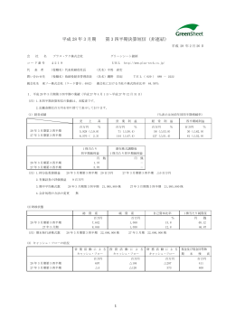 2015年度 第3四半期決算短信（非連結）