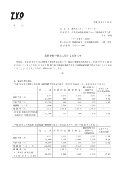 業績予想の修正に関するお知らせ