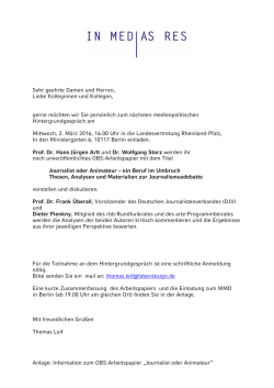 Information zum OBS-Arbeitspapier &bdquo;Journalist oder Animateur&ldquo;