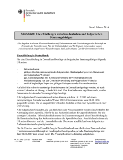 Merkblatt: Eheschlie&szlig;ungen zwischen deutschen und bulgarischen