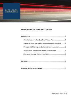 newsletter datenschutz 03/2016 - Heussen Rechtsanwaltsgesellschaft