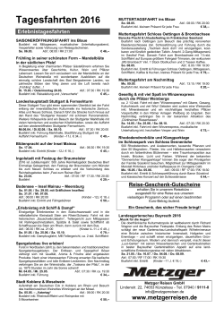 Tagesfahrten 2001 - Metzger Reisen GmbH