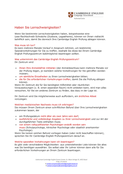 Haben Sie Lernschwierigkeiten? - Cambridge English Exams Basel