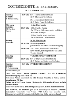 GOTTESDIENSTE in Freinberg