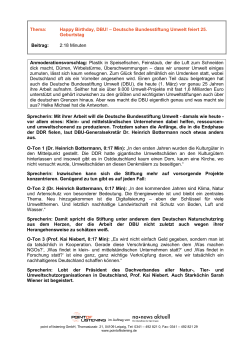 Skript Radiobeitrag 25 Jahre DBU - Deutsche Bundesstiftung Umwelt