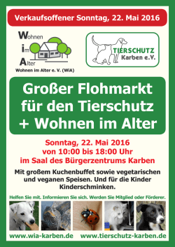 Flohmarkt für den Tierschutz am 22. Mai 2016 - Tierschutz