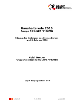 Haushaltsrede 2016 - Die LINKE / PIRATEN