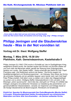 Einladung zum Vortrag von Dr. Wolfgang Steffel in Pfahlheim