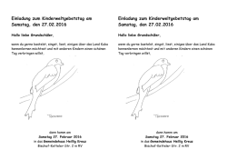 Einladung zum Kinderweltgebetstag am Samstag, den 27.02.2016