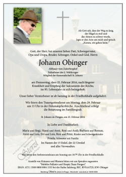 Johann Obinger - Bestattung Sterzl