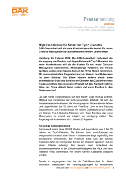 High-Tech-Sensor für Kinder mit Typ-1-Diabetes - DAK