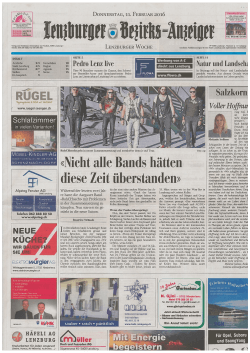 Frontseite Lenzburger Bezirks- Anzeiger