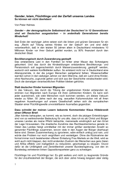 Gender, Islam, Flüchtlinge und der Zerfall unseres Landes
