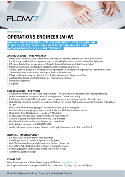 OPERATIONS ENGINEER (M/W)
