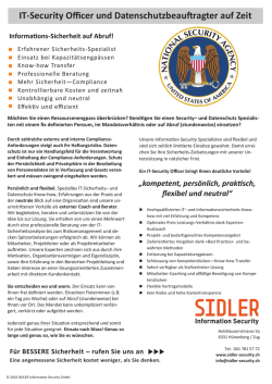 IT-Security Officer - SIDLER Information Security GmbH