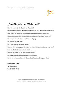Die Stunde der Wahrheit!