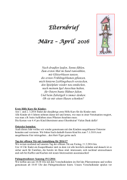 Elternbrief März – April 2016