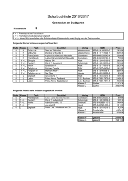 Schulbuchliste SGS für das Schuljahr 2016/17 (Klassenstufen 5-12)