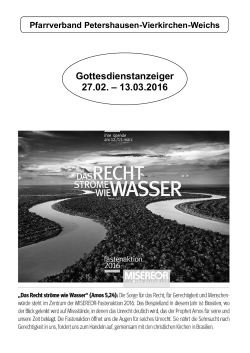 Gottesdienstanzeiger 27.02. &ndash; 13.03.2016