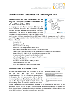 Jahresbericht des Vorstandes zum Verbandsjahr 2011
