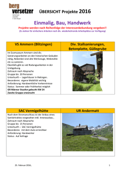 Liste mit Bauprojekten