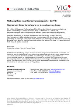 Wolfgang Haas neuer Konzernpressesprecher der VIG