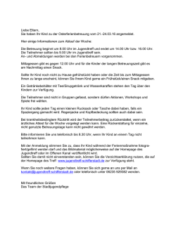 Elternbrief zum Betreuungsangebot in den Osterferien