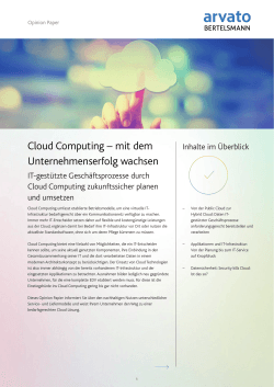 Cloud Computing – mit dem Unternehmenserfolg wachsen