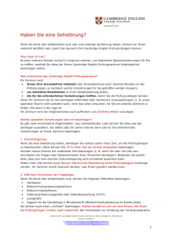 Haben Sie eine Sehst&ouml;rung? - Cambridge English Exams Basel