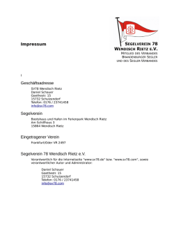 Impressum Gesch&auml;ftsadresse Segelverein