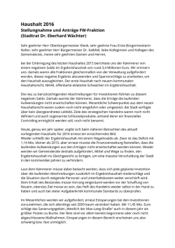 Haushaltsrede der Freien W&auml;hler-Fraktion