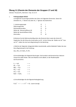 Übung 11 (Chemie der Elemente der Gruppen 17 und 18)