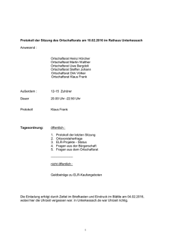 Protokoll der Sitzung des Ortschaftsrats am 05