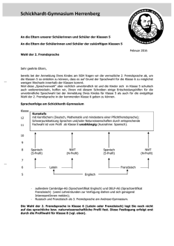 Informationsschreiben zur Sprachenwahl Klassen 6