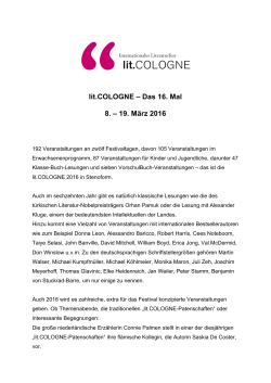 Pressemitteilung zur lit.COLOGNE 2016 zum download