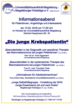 Informationsabend &bdquo;Die junge Krebspatientin&ldquo; - Magdeburger