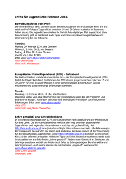 Infos f&uuml;r Jugendliche Februar 2016
