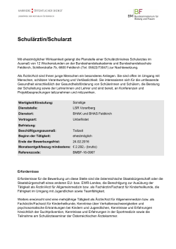 Ausschreibung Schulärztin / Schularzt BHAK Feldkirch