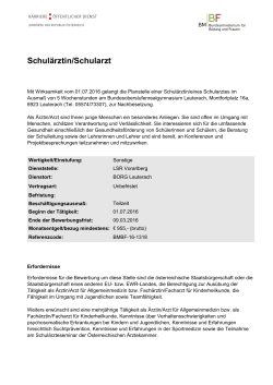 Ausschreibung Schulärztin / Schularzt BORG Lauterach