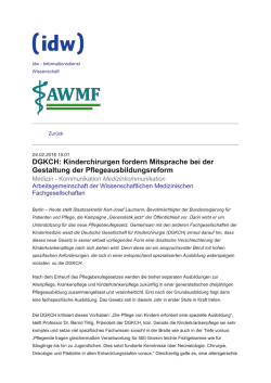 DGKCH: Kinderchirurgen fordern Mitsprache bei der