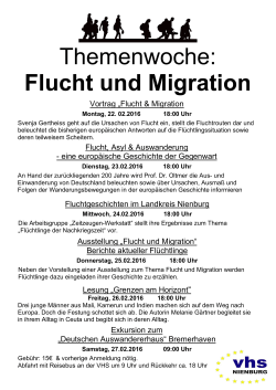 Plakat Themenwoche Flüchtlinge