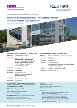 Inklusive Lehrerausbildung - Anmeldung zur 15. Bundesweiten