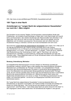 "Langen Nacht der aufgeschobenen Hausarbeiten" nur noch bis 1