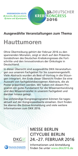 Digitale Flyer Hauttumoren - 32. Deutscher Krebskongress 2016